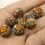 Thumbnail: Yellow Mustard rondelle glass beads 12mm with lava textured