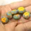 Thumbnail: Yellow rondelle beads 14mm with lava textured