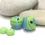 Thumbnail: Green-Turquoise pair lampwork glass bead 14mm