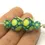 Thumbnail: Turquoise etched pair glass beads with polka dot 12mm