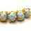 Thumbnail: Pale Blue rondelle beads 12mm with yellow raised dots