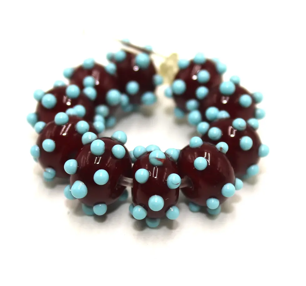 Burgundy spacer beads 10mm with raised dots