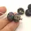 Thumbnail: Black rondelle beads 12mm with lava textured