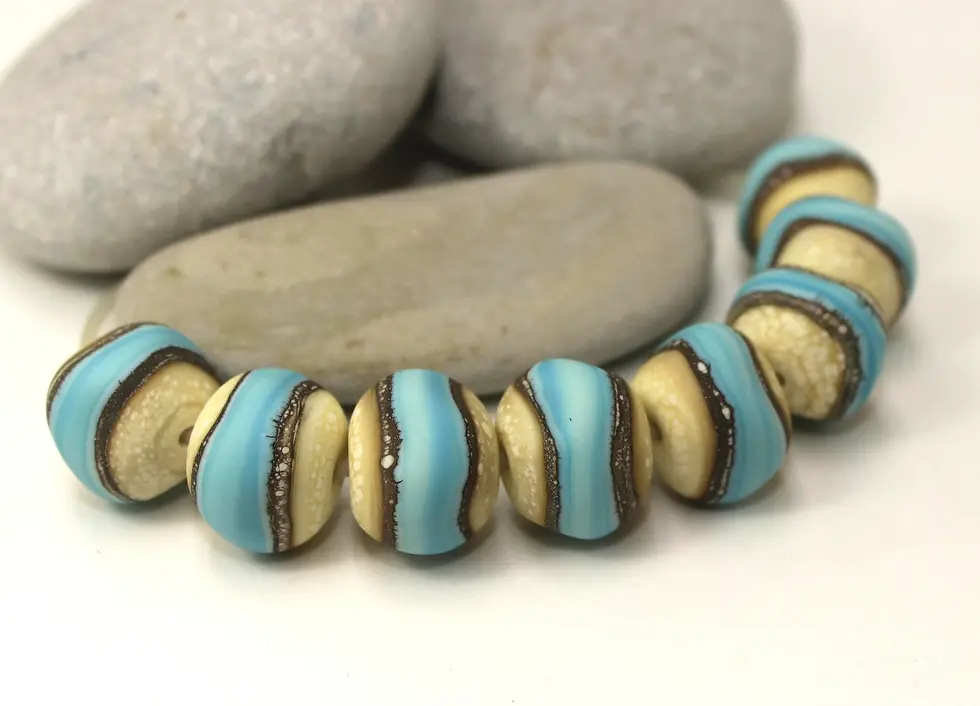 Artisan matte glass beads 14mm