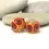 Thumbnail: Red-Orange pair glass beads with raised dots 14mm