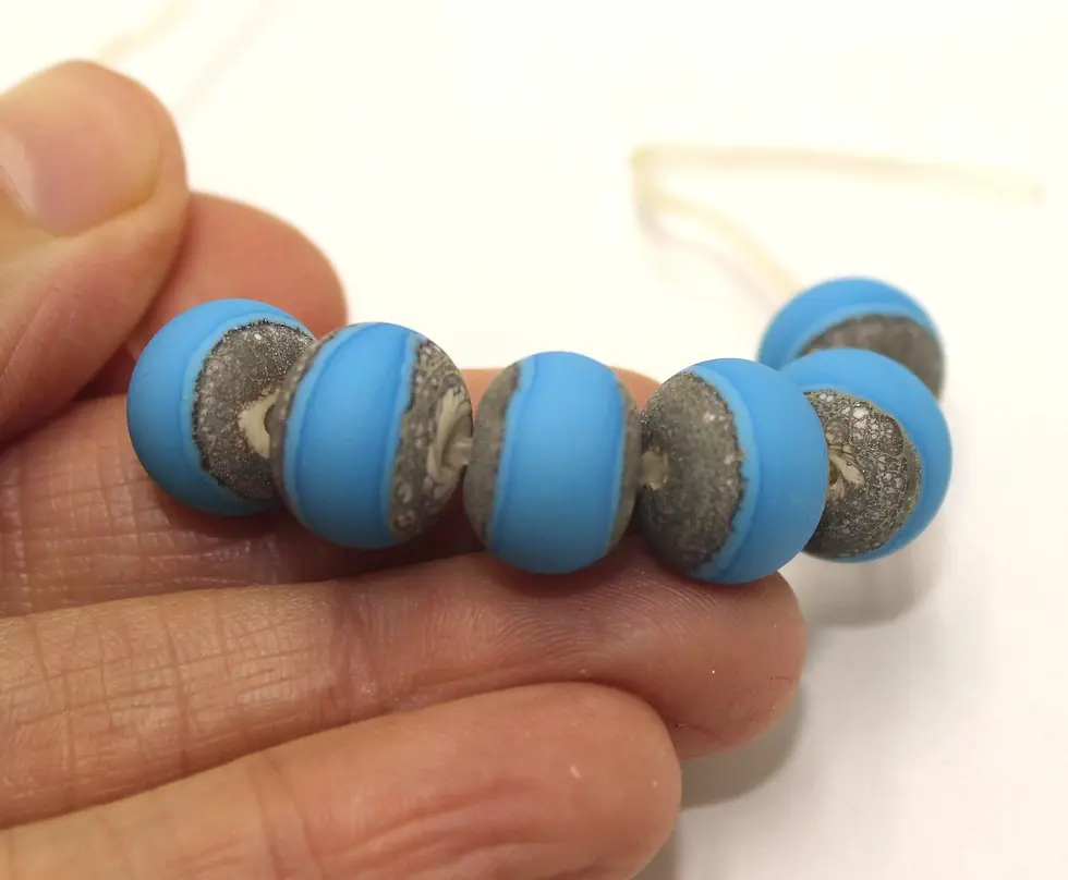 Turquoise etched rondelle beads 12mm