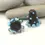 Thumbnail: Dark Grey pair cone glass beads with raised dots