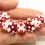 Thumbnail: Red-White rondelle beads 12mm with raised dots