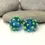 Thumbnail: Turquoise pair beads with raised dots 14mm