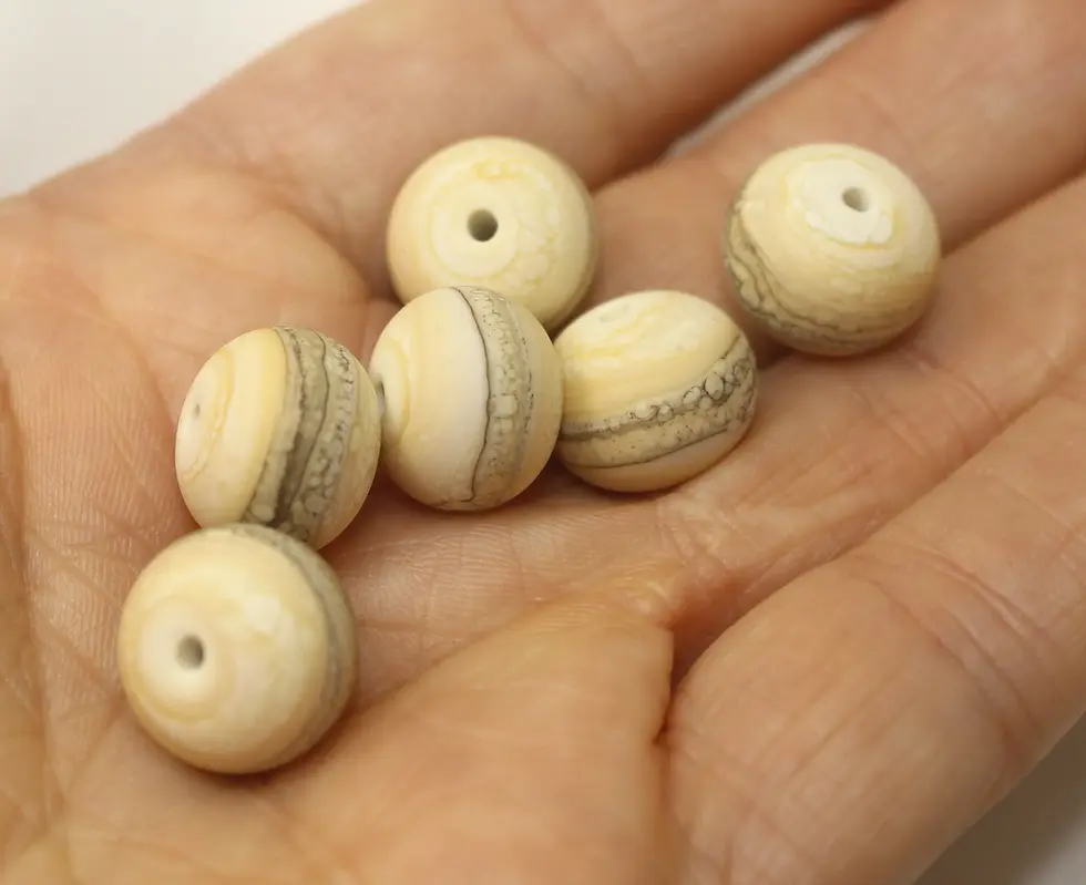 Ivory etched rondelle beads