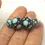 Thumbnail: Grey etched pair glass beads with polka dot 12mm