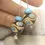 Thumbnail: Brown etched pair lampwork bead 14mm