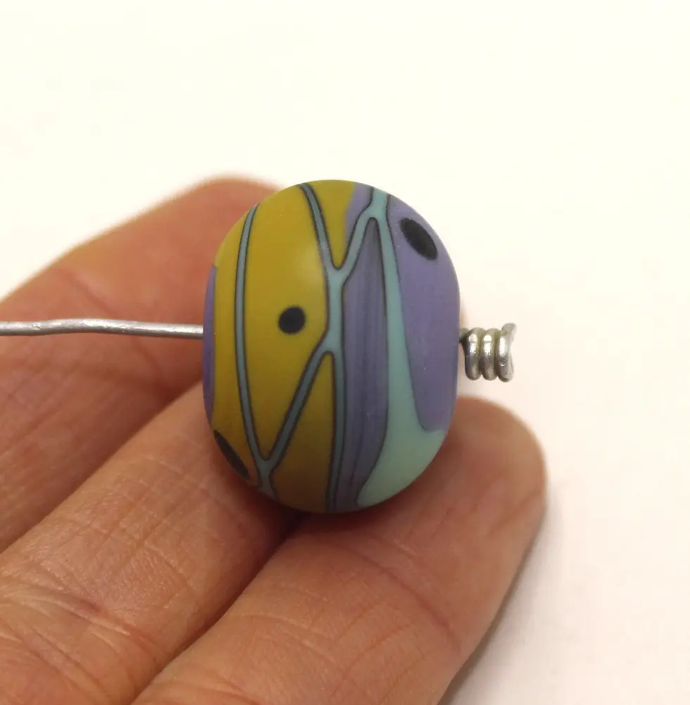 Lavender etched glass bead 20mm, 1pc