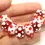 Thumbnail: Red-White rondelle beads 12mm with raised dots