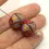 Thumbnail: Red etched pair glass bead 14mm