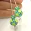 Thumbnail: Turquoise etched pair glass beads with polka dot 12mm