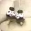 Thumbnail: Black pair lampwork glass bead 14mm