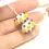 Thumbnail: Black-Yellow rondelle beads 12mm with raised dots