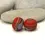 Thumbnail: Red etched pair glass bead 14mm