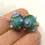 Thumbnail: Teal Green etched pair beads with raised dots 14mm