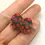 Thumbnail: Teal Green etched pair beads with raised dots 14mm