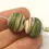 Thumbnail: Olive-Ivory etched pair glass bead 14mm