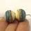 Thumbnail: Ivory-Teal etched pair glass bead 14mm