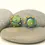 Thumbnail: Green-Blue pair beads with raised dots 14mm