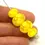 Thumbnail: Yellow etched pair glass beads with polka dot 12mm