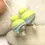 Thumbnail: Gray-Green etched pair lampwork glass bead 14mm