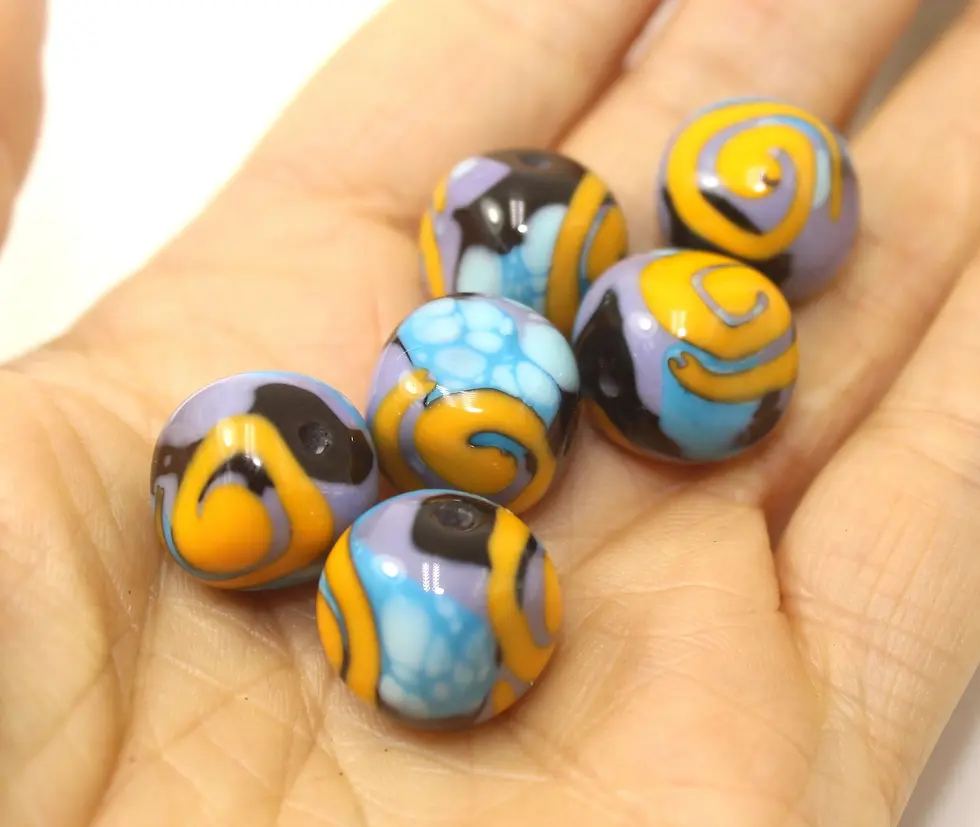 Artisan glass beads 14mm
