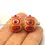 Thumbnail: Red-Orange pair glass beads with raised dots 14mm