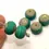 Thumbnail: Teal Green etched rondelle beads 12mm