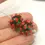 Thumbnail: Emerald pair glass beads with raised dots 14mm