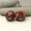 Thumbnail: Red etched pair glass bead 14mm