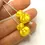 Thumbnail: Yellow etched pair glass beads with polka dot 12mm