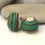 Thumbnail: Green-Ivory etched pair glass bead 14mm