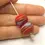 Thumbnail: Red etched pair glass bead 14mm