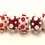 Thumbnail: Red-White rondelle beads 12mm with raised dots