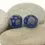 Thumbnail: Blue etched pair glass beads with polka dot 14mm