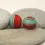Thumbnail: Red etched pair glass bead 14mm