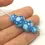 Thumbnail: Turquoise etched pair glass beads with polka dot 12mm