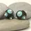 Thumbnail: Grey etched pair glass beads with raised dots 14mm