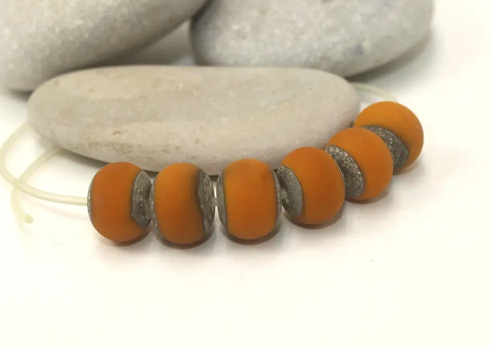 Yellow Mustard etched rondelle beads 12mm