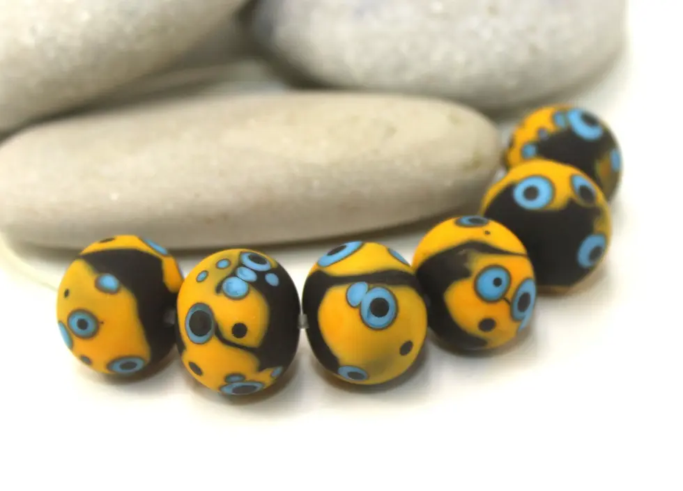 Artisan glass beads 14mm