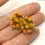 Thumbnail: Green etched pair glass beads with raised dots