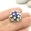 Thumbnail: Blue glass bead with raised dots 15mm, 1pc