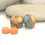 Thumbnail: Gray-Apricot etched pair glass bead 14mm