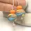 Thumbnail: Gray-Apricot etched pair glass bead 14mm