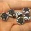 Thumbnail: Black rondelle beads 14mm with lava textured